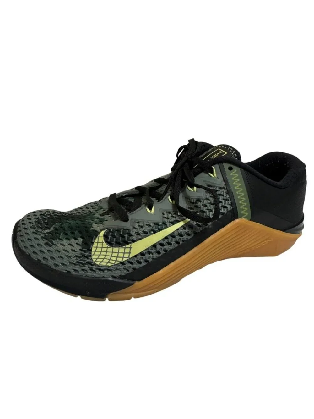 Nike Metcon 6 Training Shoes Mens US 7 EU 40 Green Black Camo Gum Sole CK9388-03
